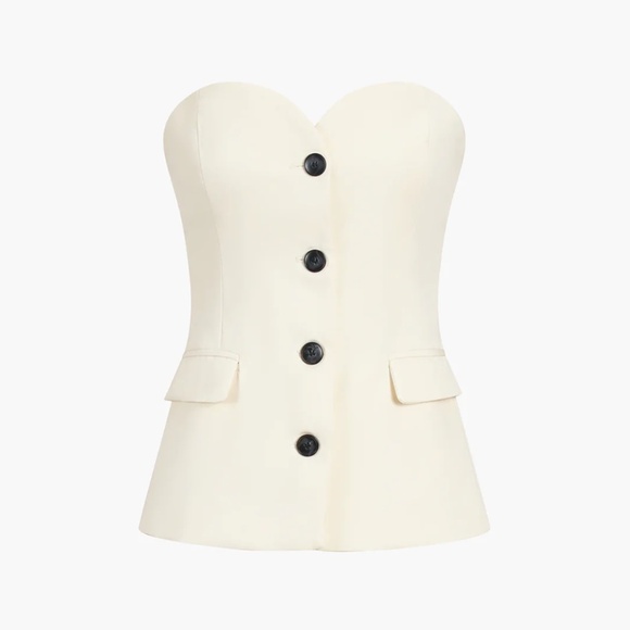NWT Commense Sweetheart Button Up Ivory Tailored Tube Top Corset Womens S - Picture 2 of 11